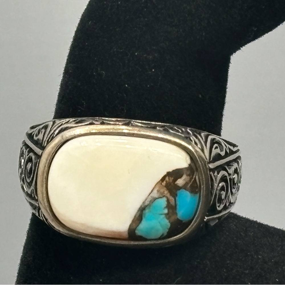 Silver Turquoise Men’s Statement Ring - image 4